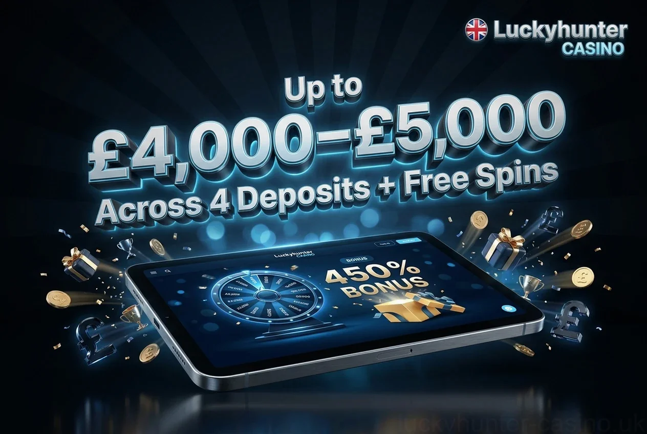 Up to £4,000–£5,000Across 4 Deposits + Free Spins
